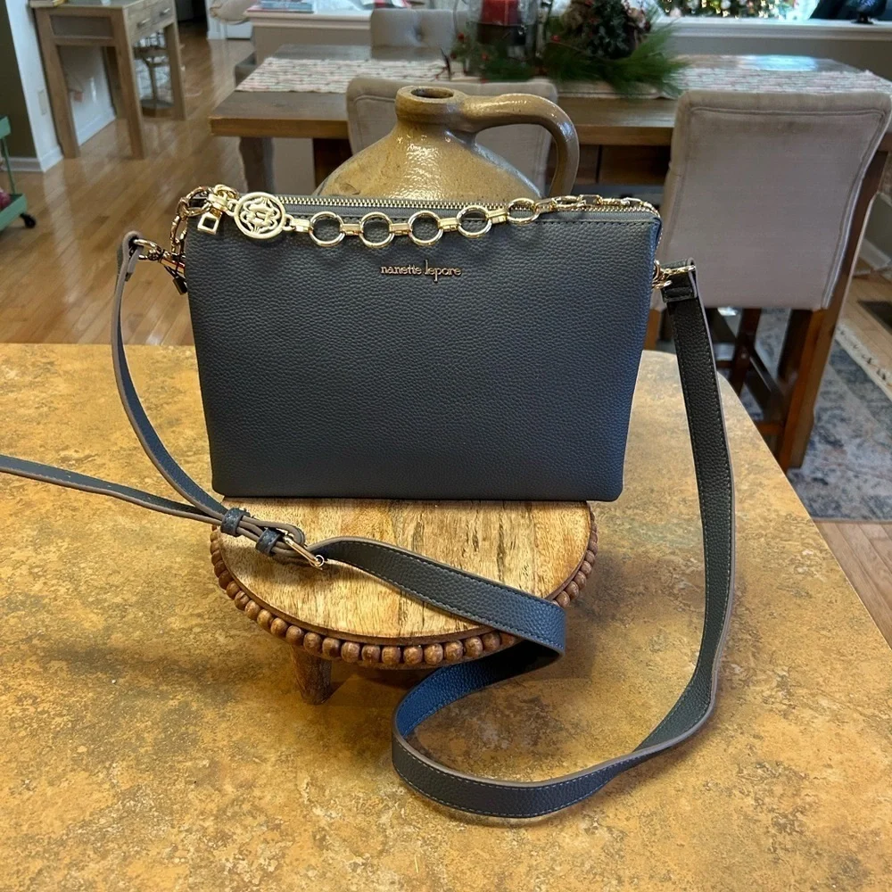 Nanette Lepore Blue Gray Convertible Handbag